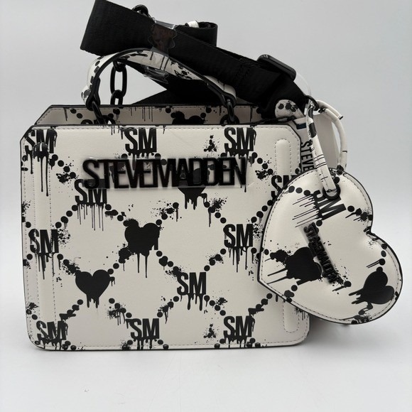 Steve Madden Handbags - Steve Madden Bevelyn Satchel Halloween White & Black Bleeding Hearts Ear…